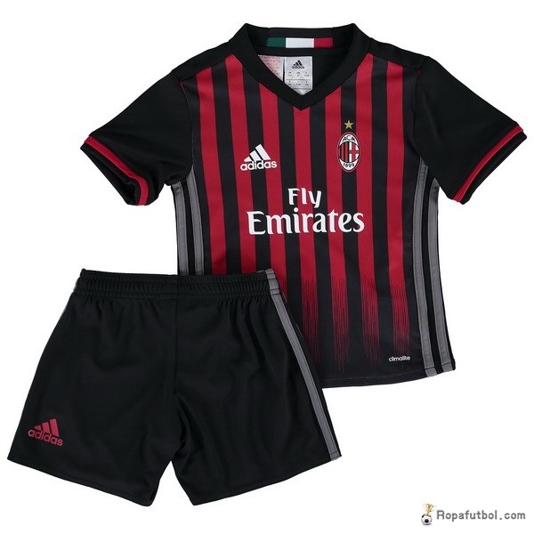 Camiseta AC Milan Replica Primera Ropa Niños 2016/17 Negro